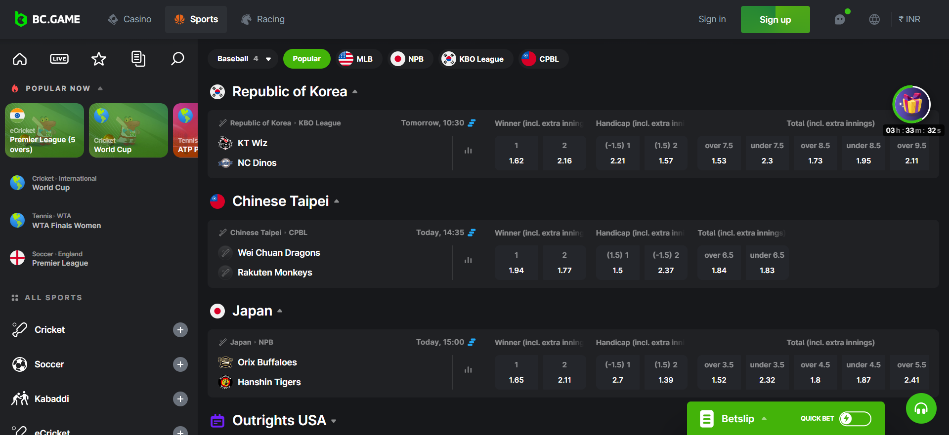Soccer Betting Markets on BC Game